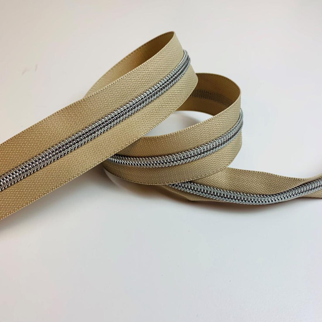 Metallisierter Reissverschluss - Meras 6mm Reissverschluss / Beige - Silber