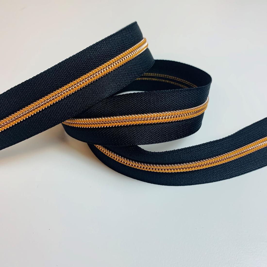 Metallisierter Reissverschluss - Meras 6mm Reissverschluss / Schwarz - Kupfer