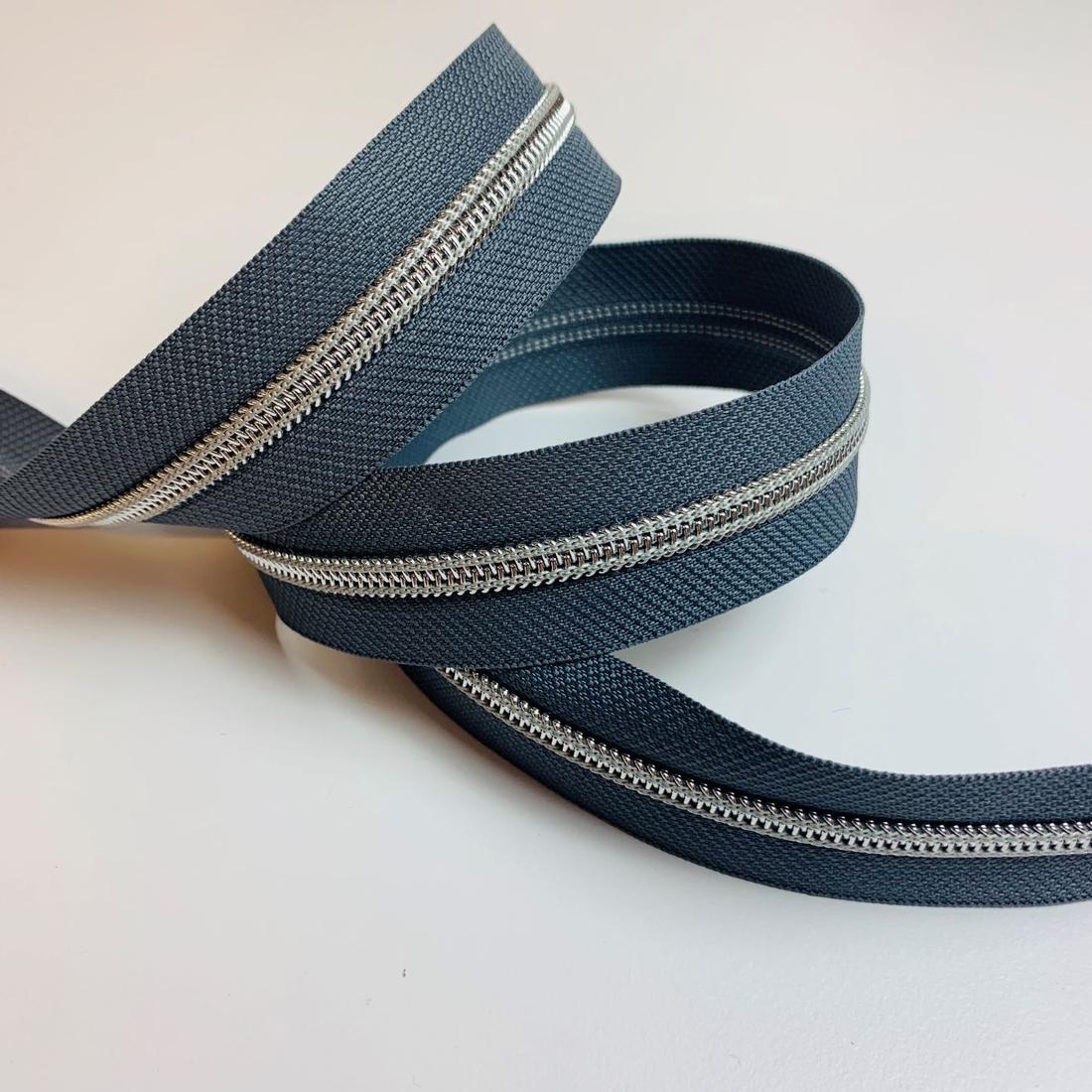 Metallisierter Reissverschluss - Meras 6mm Reissverschluss / Grau - Silber