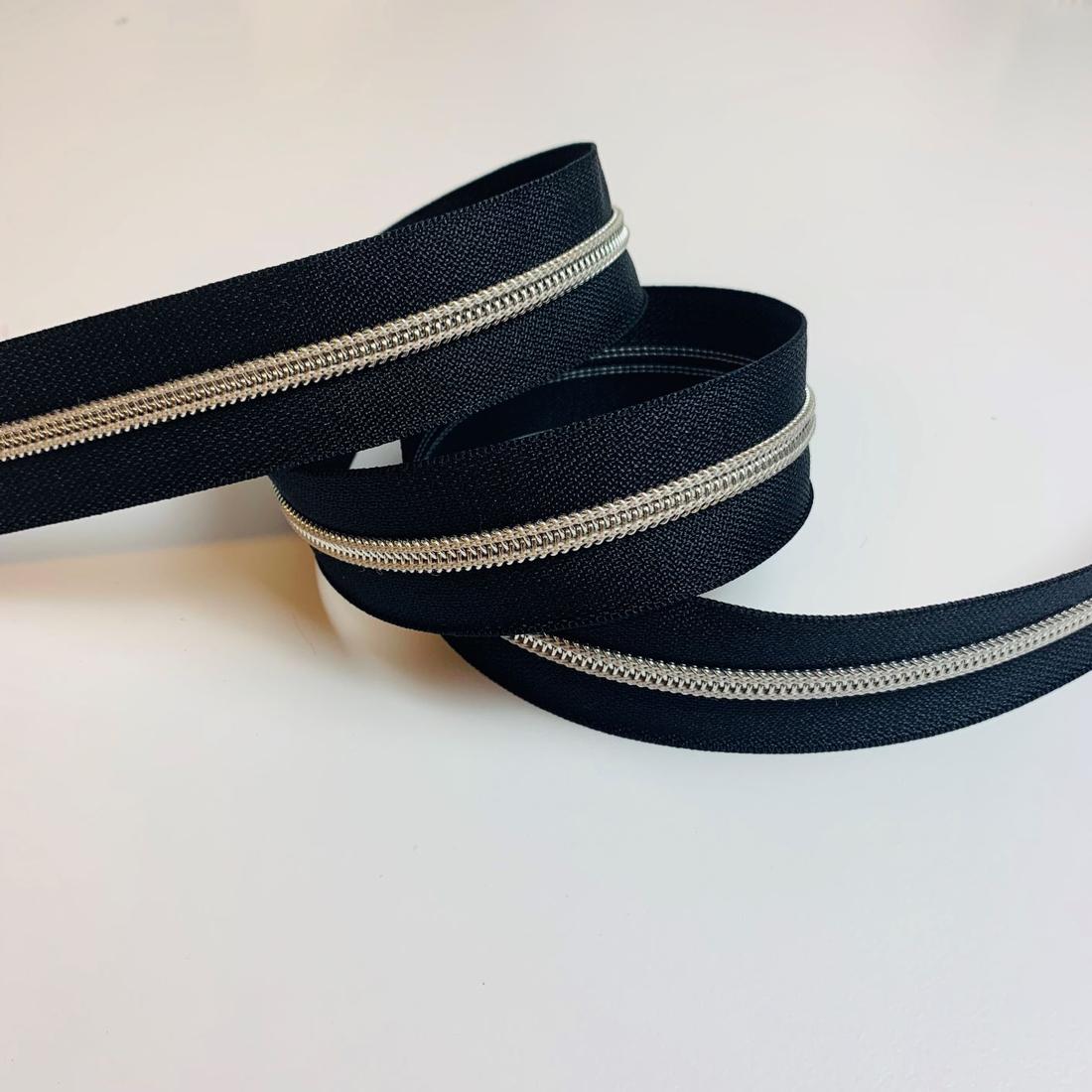 Metallisierter Reissverschluss - Meras 6mm Reissverschluss / Schwarz-Silber